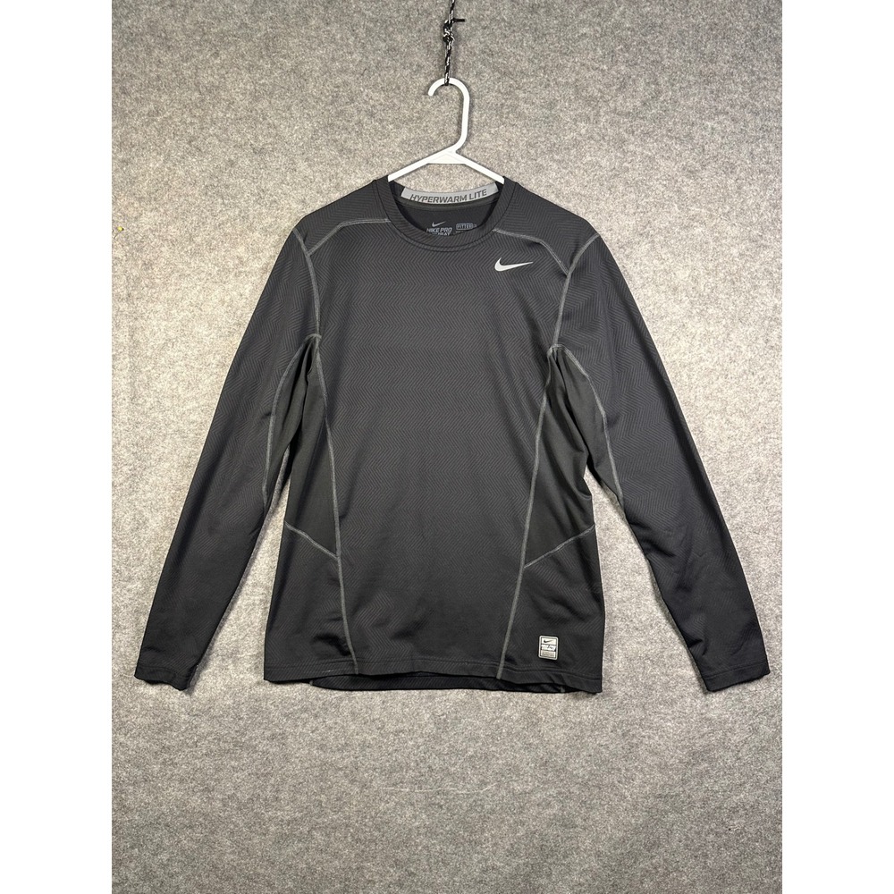 Nike Pro Combat Hyperwarm Lite Mens Large Black Dri-Fit Long Sleeve 618984-010